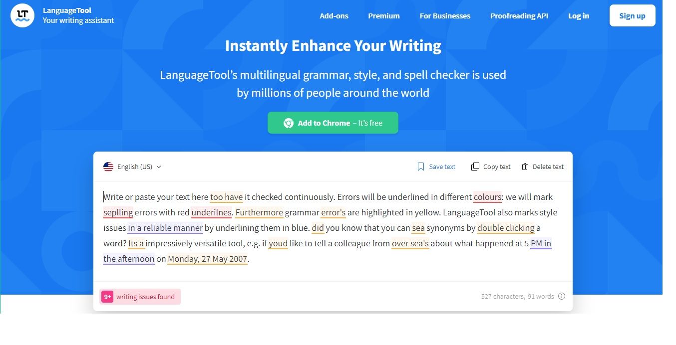 Language tool screenshot - 5 alternative gratuite alla grammatica per studenti