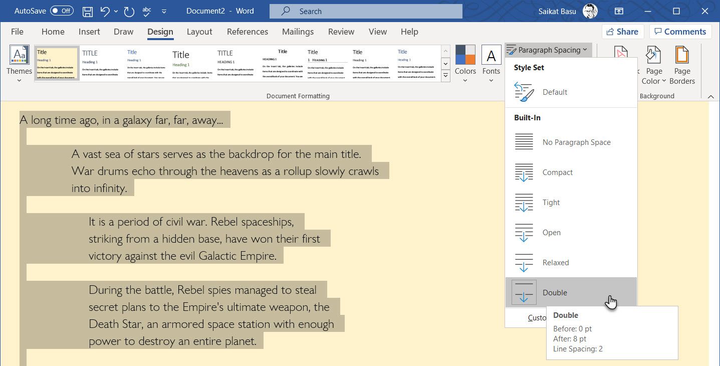 Microsoft Word Paragraph Spacing - Come raddoppiare lo spazio in un documento di Word