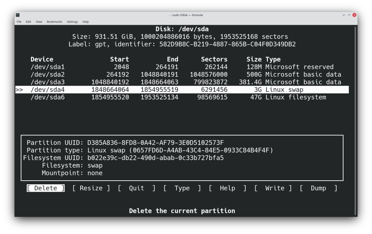 deleting linux partition - Come creare, ridimensionare ed eliminare partizioni Linux con Cfdisk