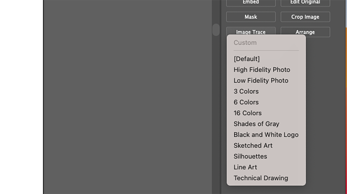 image trace button options in illustrator - Come tracciare un’immagine in Adobe Illustrator
