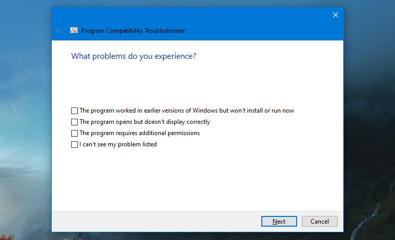 program compatability troubleshooter - 4 modi per far rivivere Windows XP su Windows 10