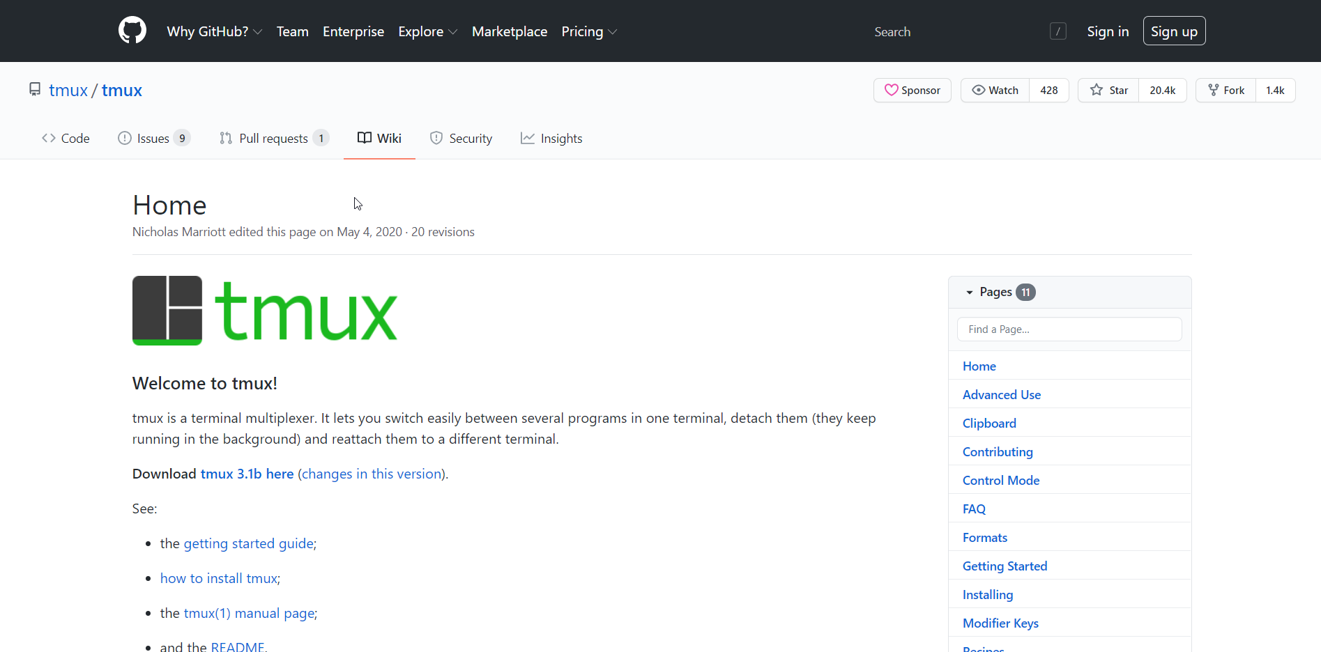 tmux homepage - Ottieni migliori sessioni remote su Linux con Mosh e Tmux
