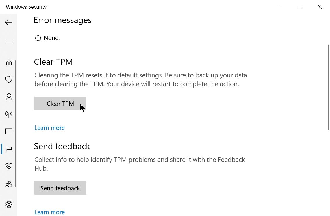 clear TPM windows 10 - Come correggere l’errore TPM (Trusted Module Platform) in Windows 10