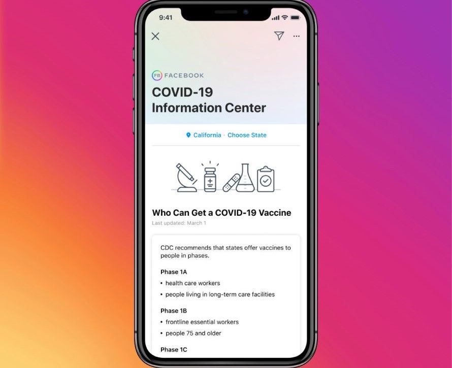 instagram covid vaccines - Facebook lancia strumenti per aiutare gli americani a ottenere i vaccini COVID-19