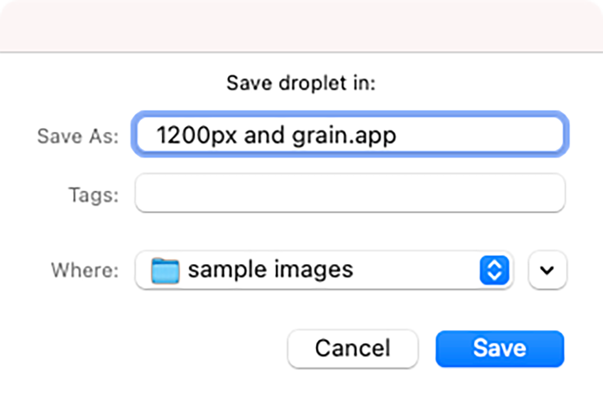 photoshop save location for droplet - Come creare una goccia di Photoshop per elaborare in batch le immagini