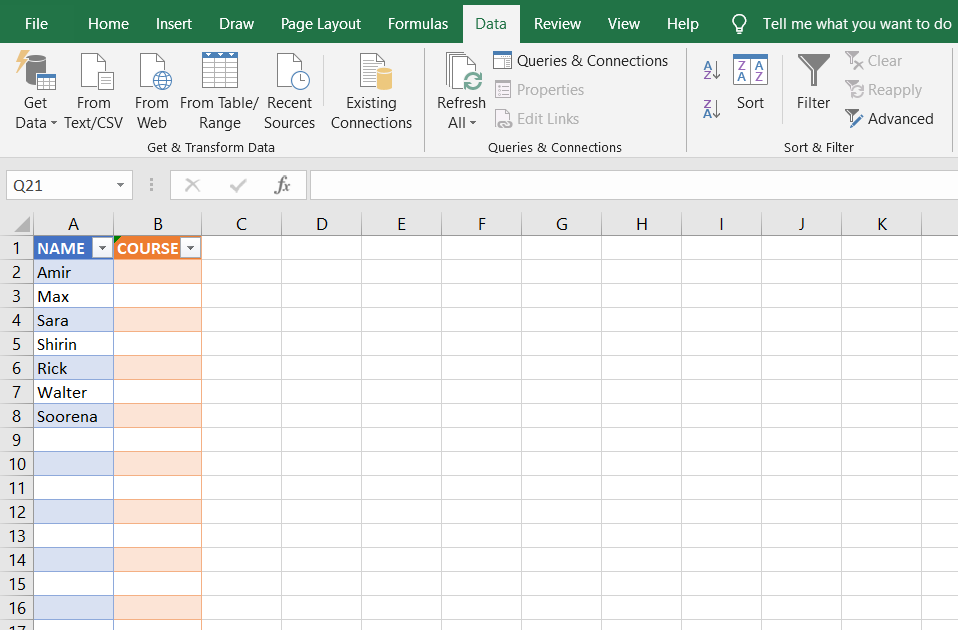 sample tables - Come utilizzare la convalida dei dati in Excel