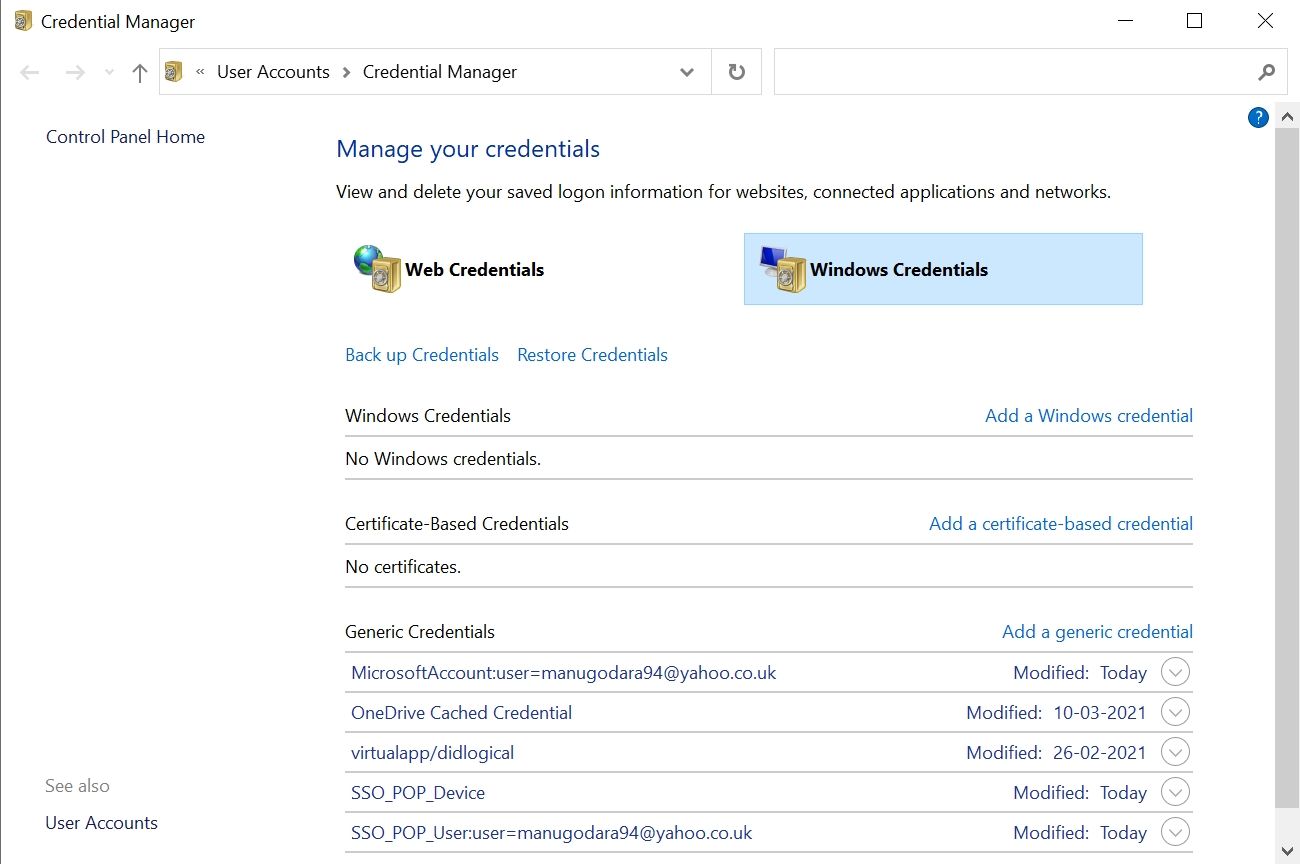windows credential manager - Come correggere l’errore TPM (Trusted Module Platform) in Windows 10